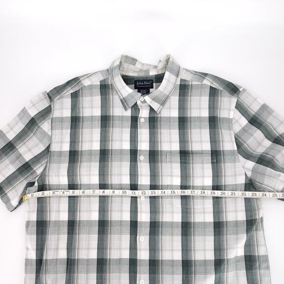 John Blair Mens Plaid Checkered Button Down Short Sleeve Shirt - Size L - GUC - Picture 9 of 10